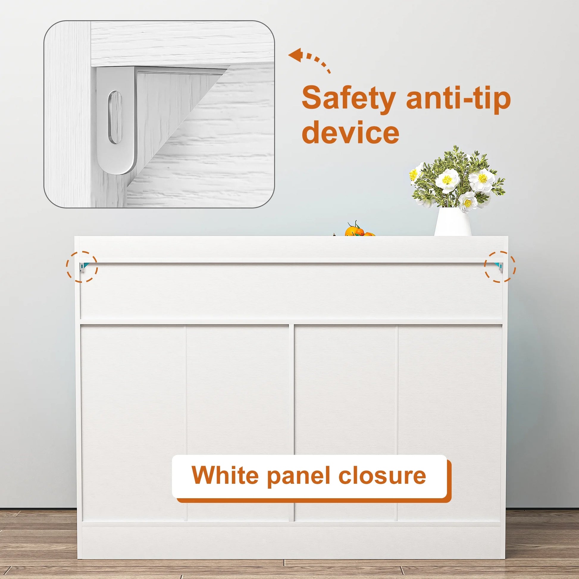 Modern Accent Chest of Drawers 6 Drawers Dresser for Bedroom Organizer with Led Light, White