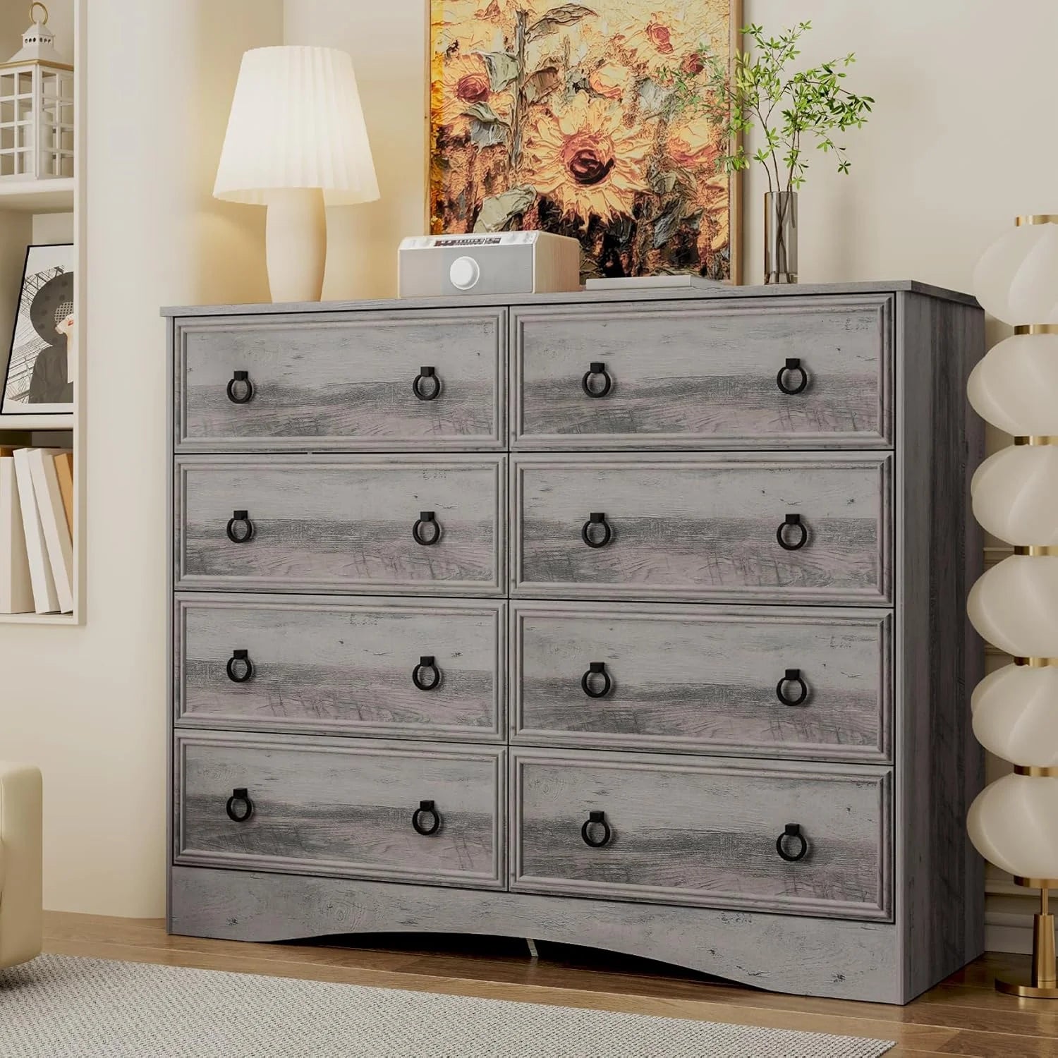 8 Drawer Dresser for Bedroom, Dresser TV Stand, Chest of Drawers for Storage and Organization, Gray