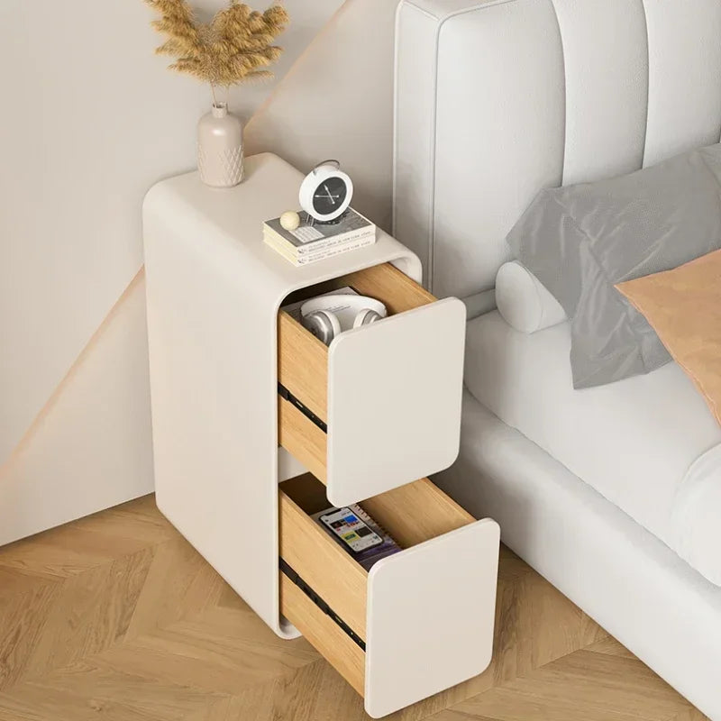 Bedroom Bedside Table Nordic Minimalism Light Luxury Narrow Edge Bedside Table Cream Style Cabinet Modern Home Decor
