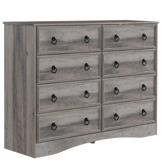8 Drawer Dresser for Bedroom, Dresser TV Stand, Chest of Drawers for Storage and Organization, Gray