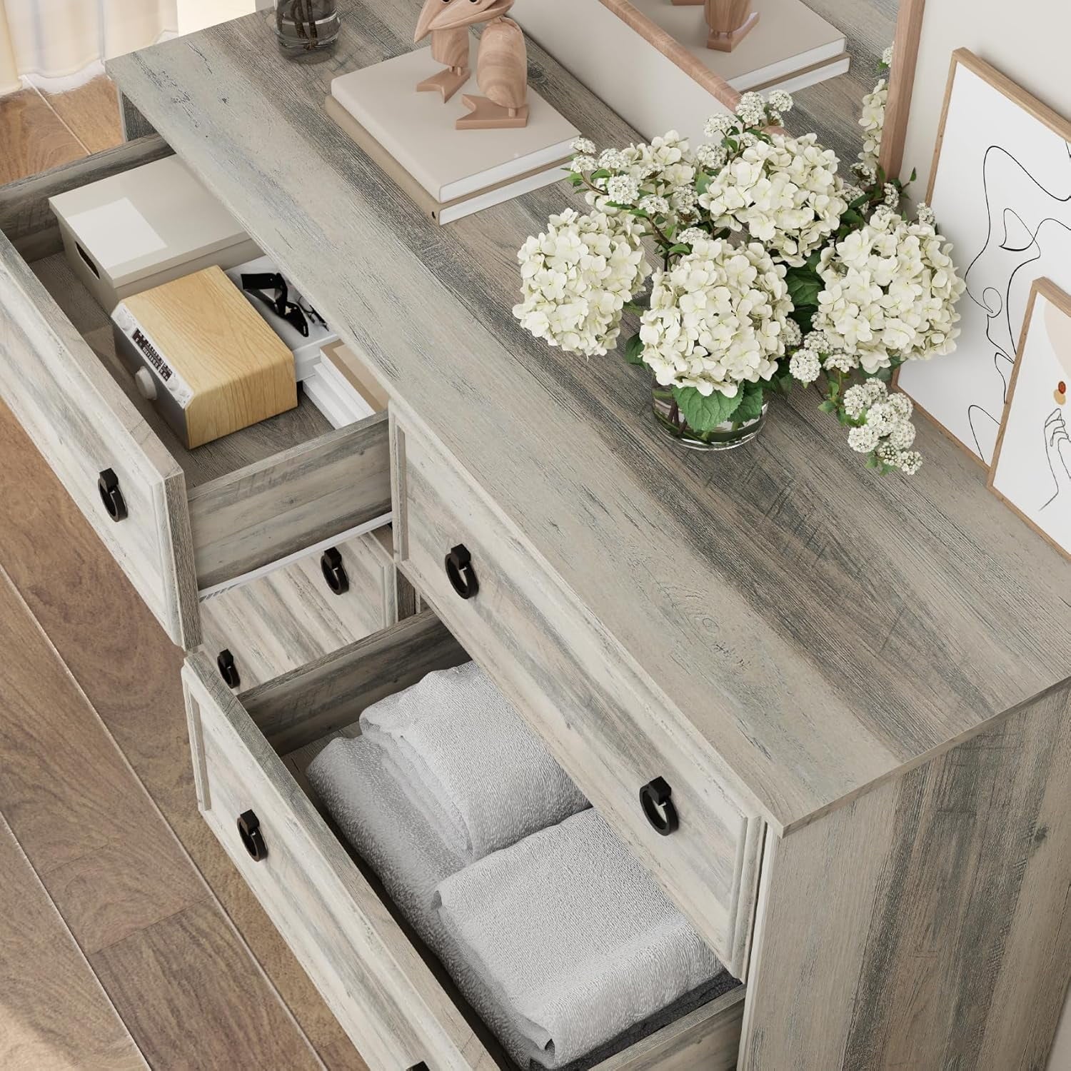 8 Drawer Dresser for Bedroom, Dresser TV Stand, Chest of Drawers for Storage and Organization, Gray